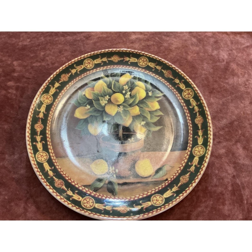 Formalities by Baum Bros Mediterranean Collection Lemons Decorative Plate 7.5in